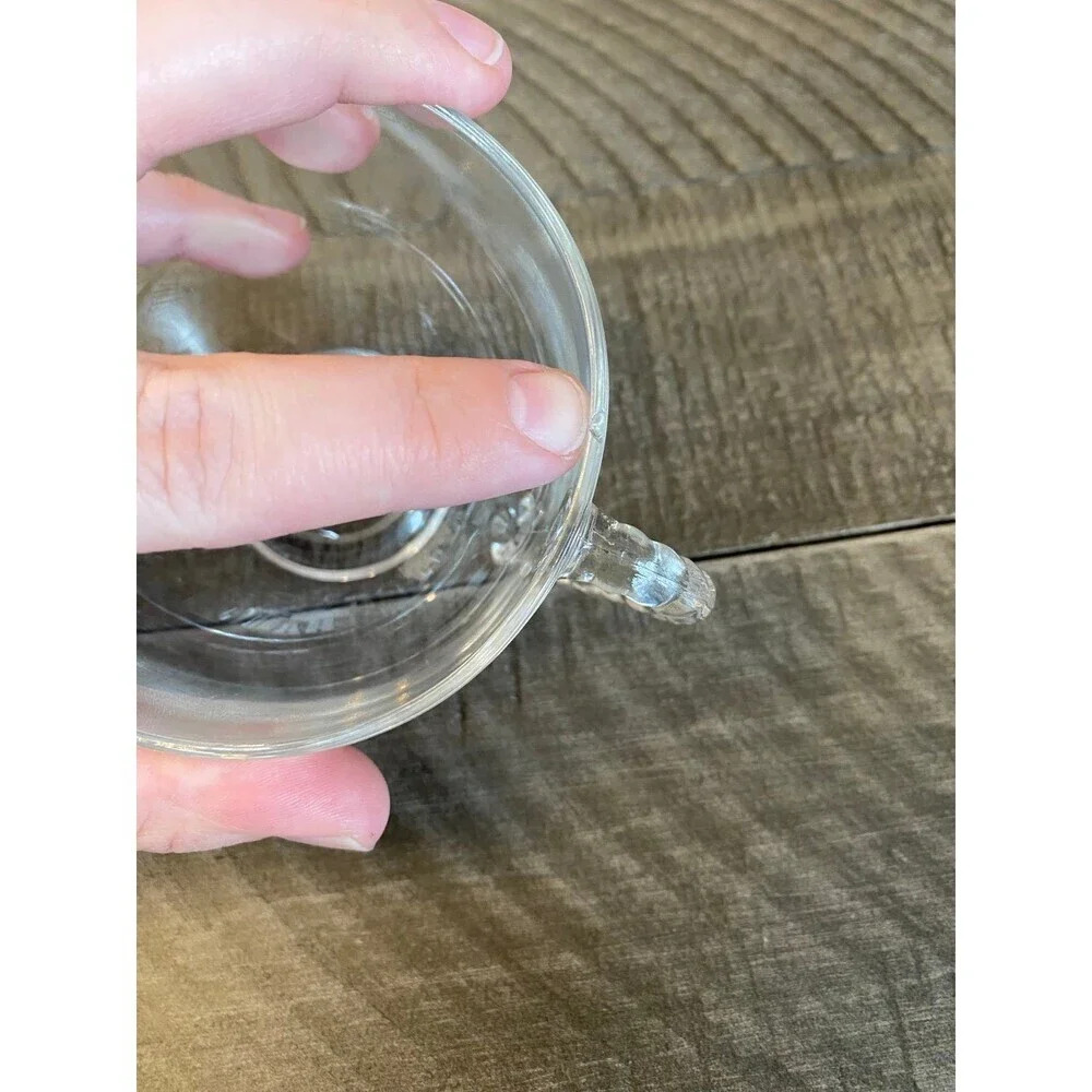 Glass punch cups with rope handles set of 3